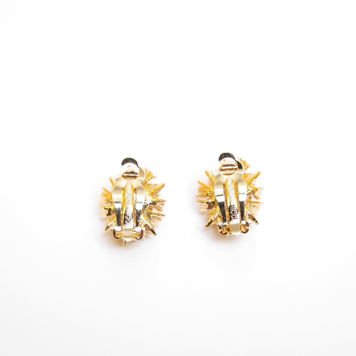 Nina Ricci Vintage Pearl and Rhinestone Golden Clip-on Earrings