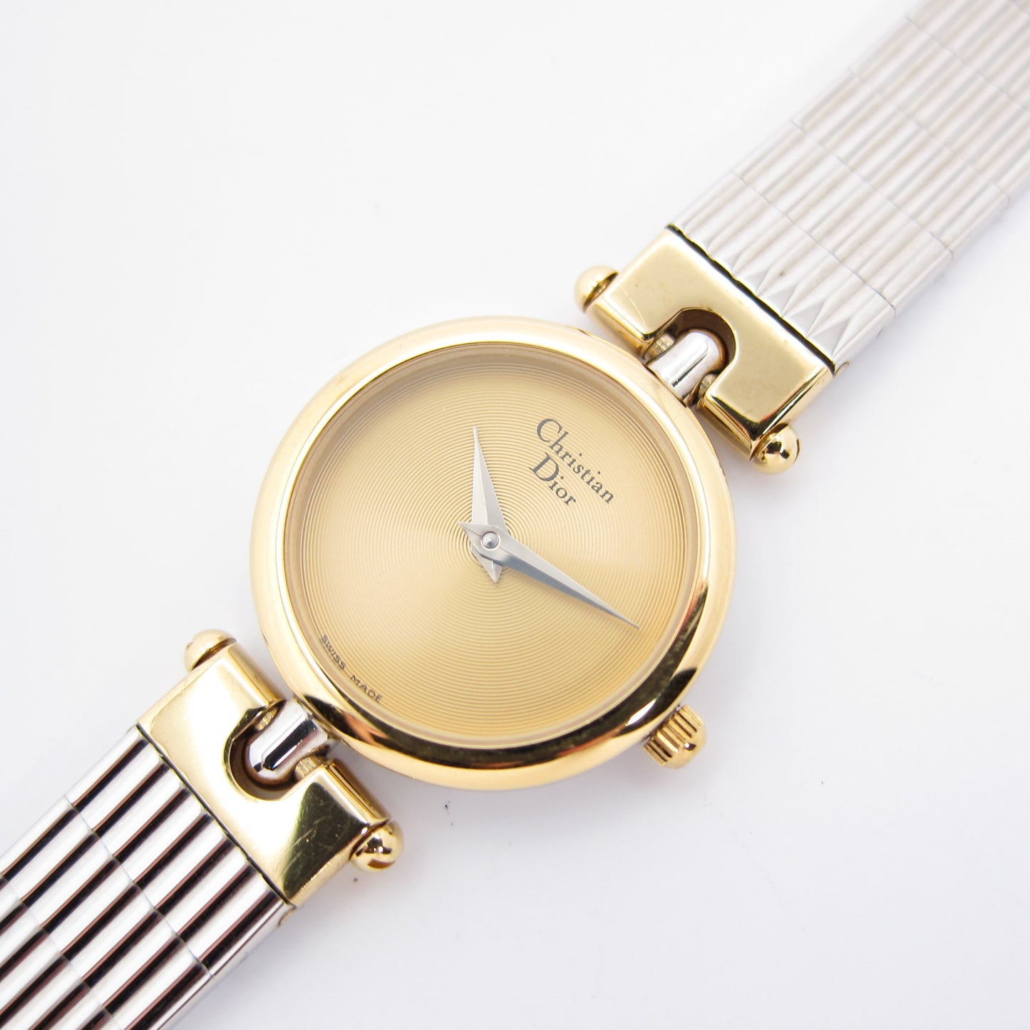 Christian Dior Vintage Round Golden Face Two Tone Watch
