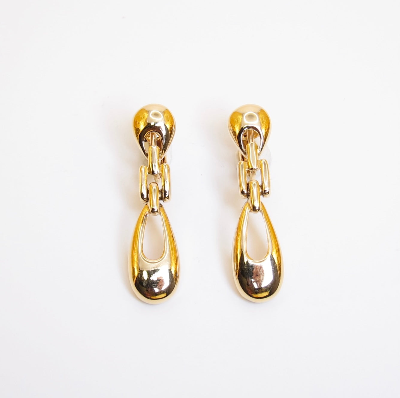 Givenchy Vintage Teardrop Dangle Golden Clip-on Earrings