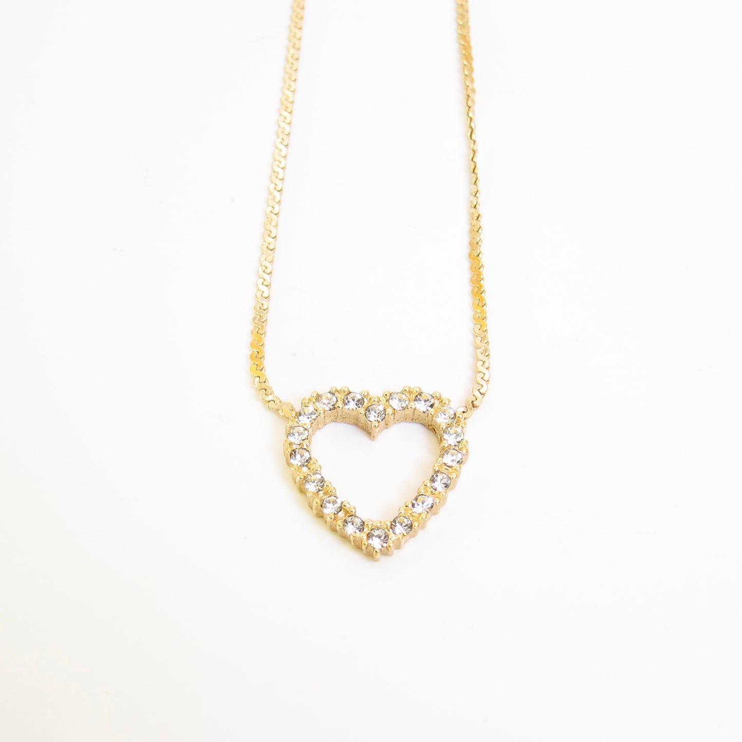 Christian Dior Vintage Heart Motif with Rhinestone Golden Necklace