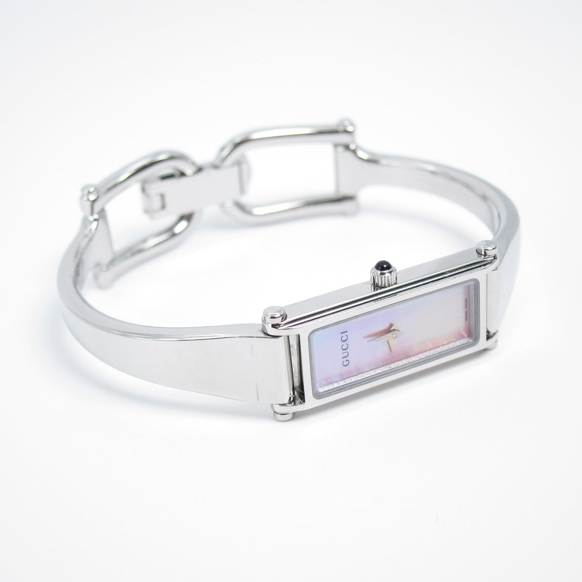 Gucci Vintage 1500L Pink Mother-of-Pearl Silver-Tone Bangle Watch