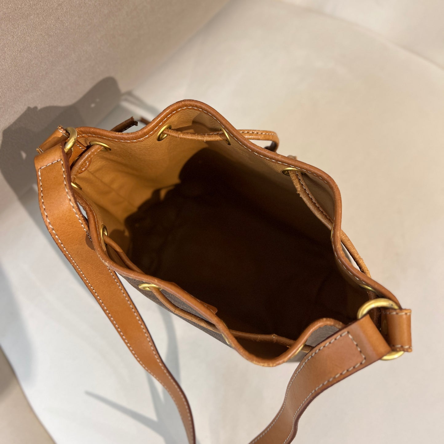 Celine Vintage Macadam Brown Color Mini Bucket Bag