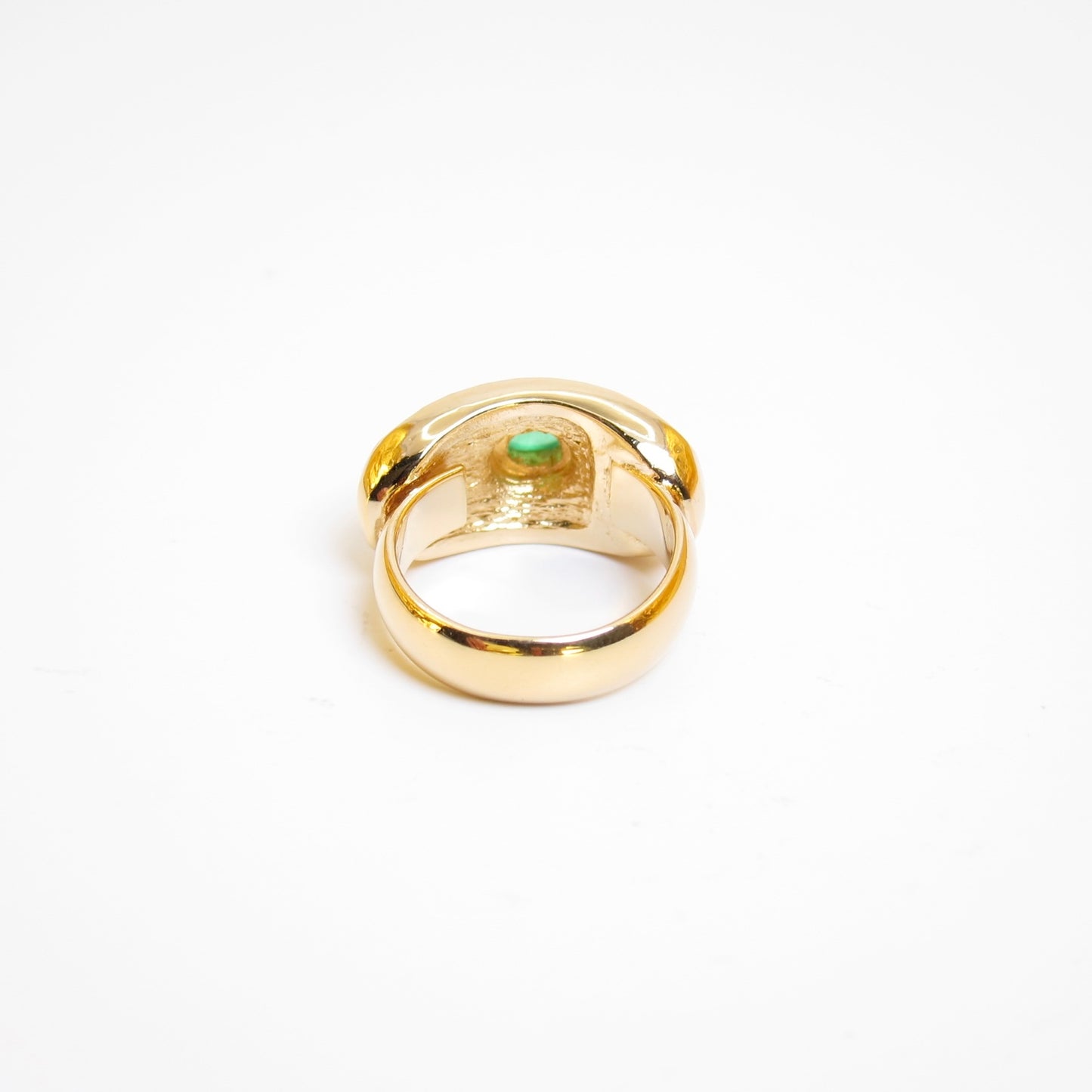 Christian Dior 復古綠色寶石與水鑽金戒指