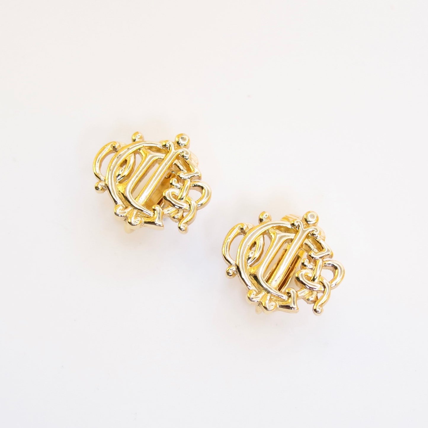 Christian Dior Vintage Dior Logo Golden Clip-on Earrings