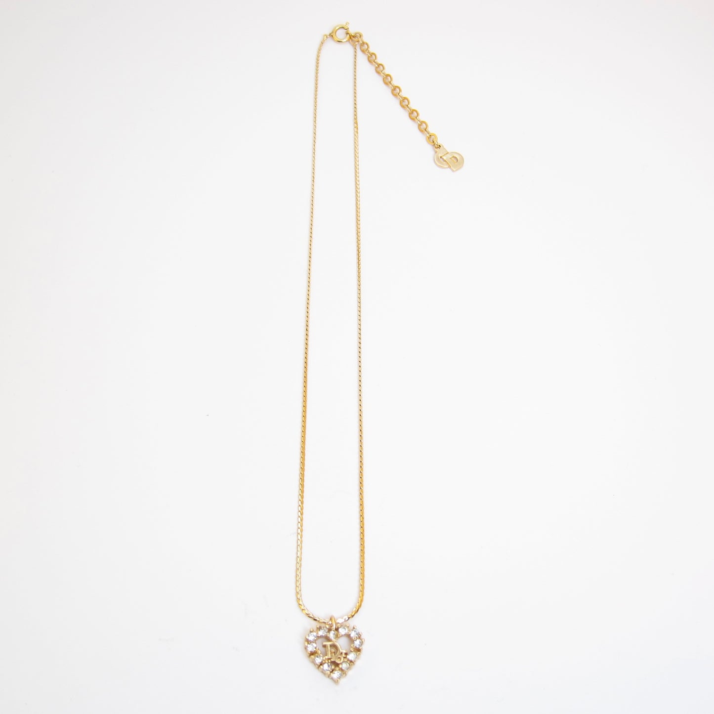 Christian Dior 復古 Dior 心型水鑽金色項鍊