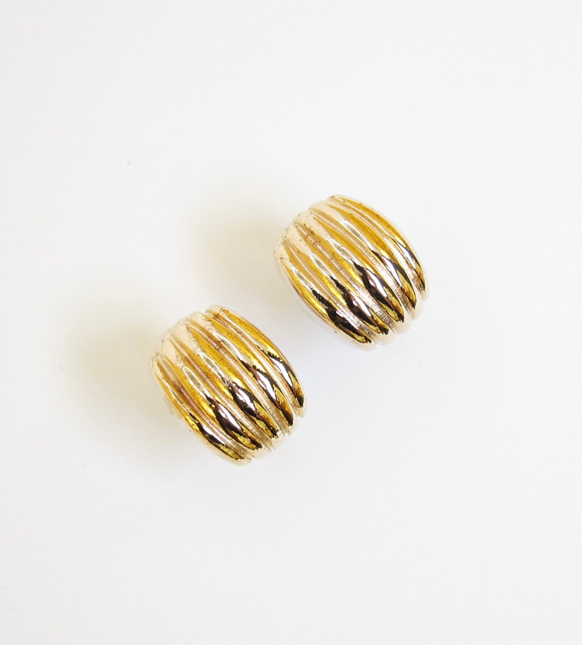 Christian Dior Gold-Tone Ribbed Half-Hoop Clip-On Earrings