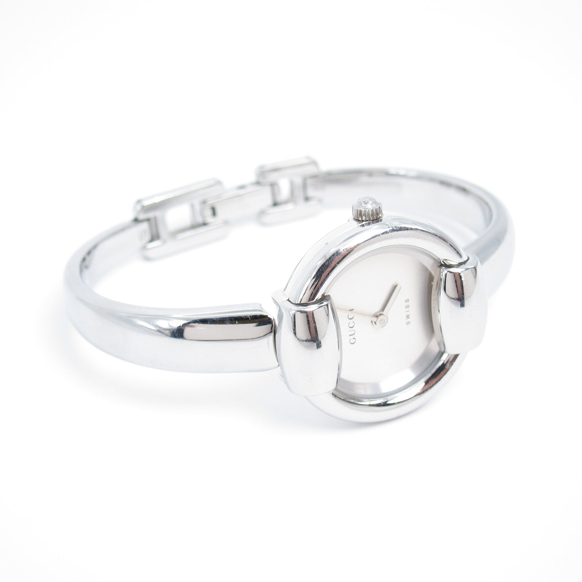 Gucci Vintage 1400L Silver White Dial Bangle Watch