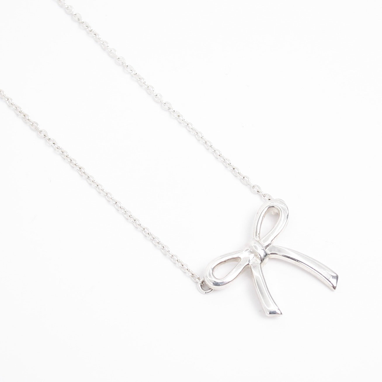 Tiffany Vintage Ribbon Motif Silver Necklace