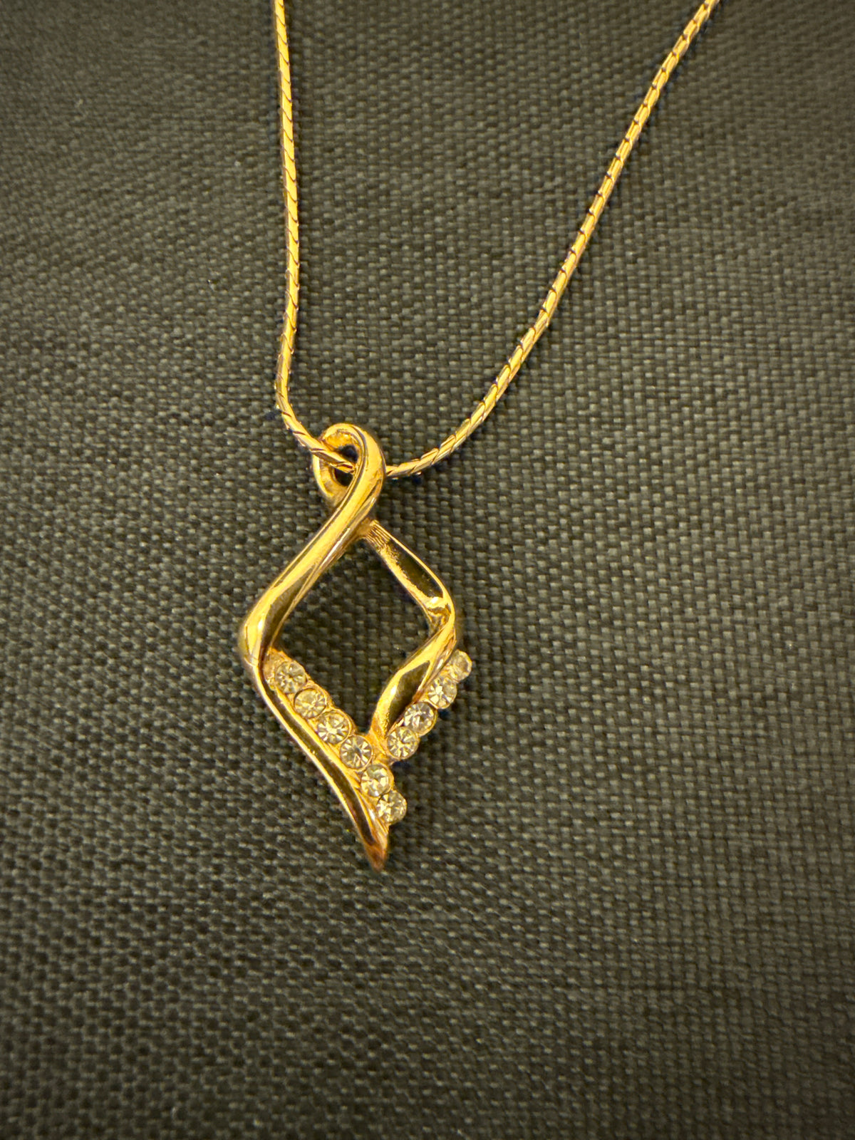 Givenchy Vintage Special Golden and Rhinestone Pendant Necklace