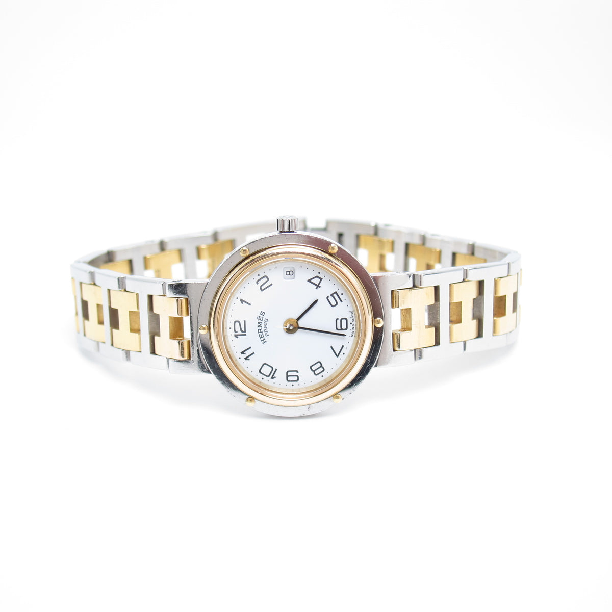 Hermes Vintage Clipper Two-Tone White Dial Ladies Watch
