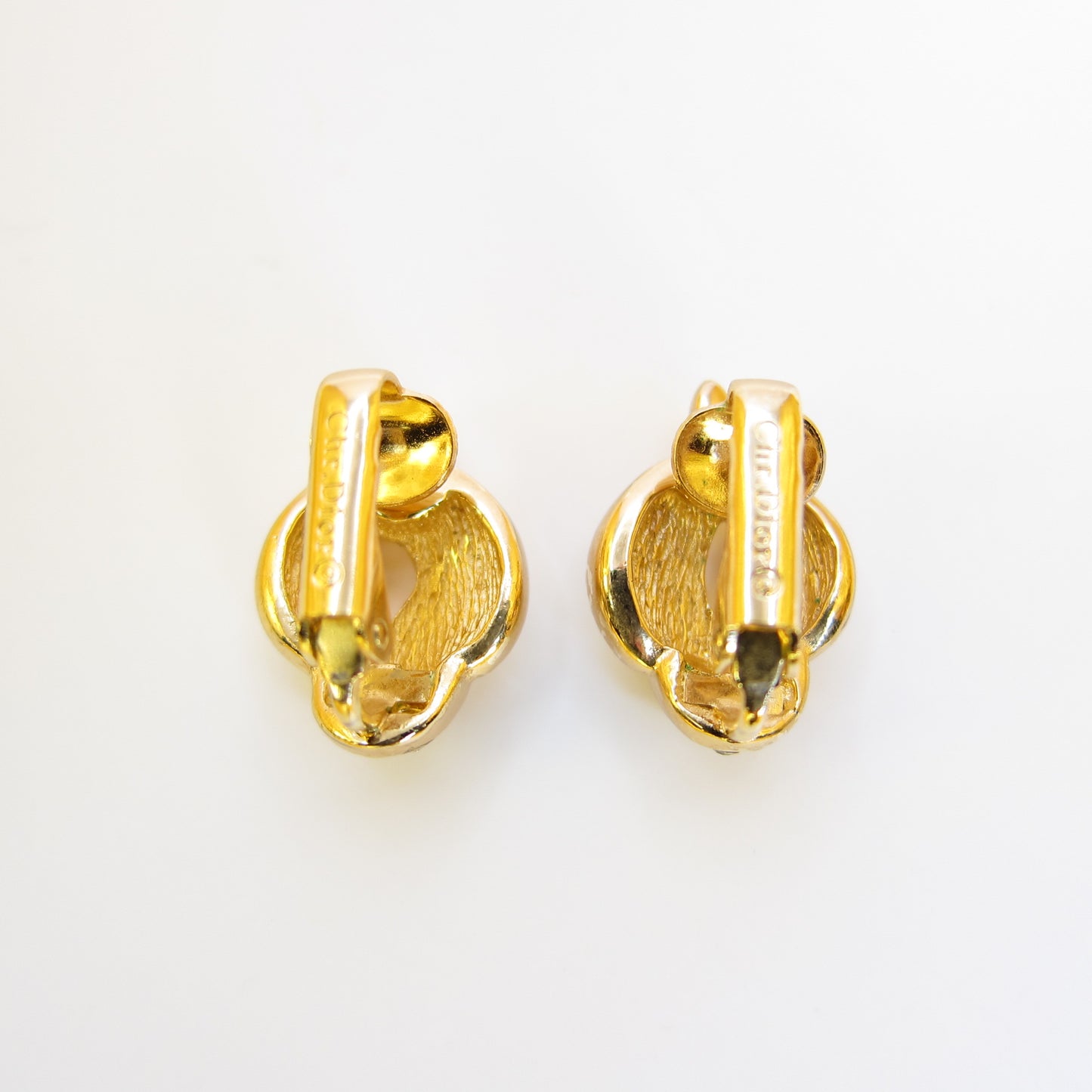 Christian Dior Vintage Rhinestone Golden Clip-on Earrings