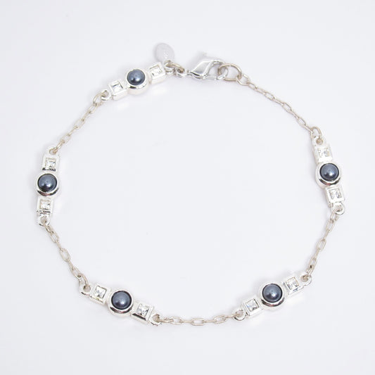 Monet Vintage Black Stone Silver Bracelet