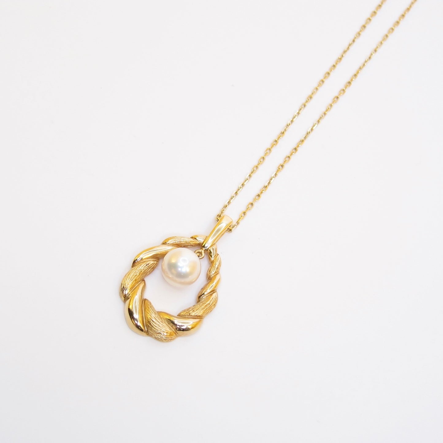 Mikimoto Vintage 18K Gold Twisted Rope and Pearl Necklace