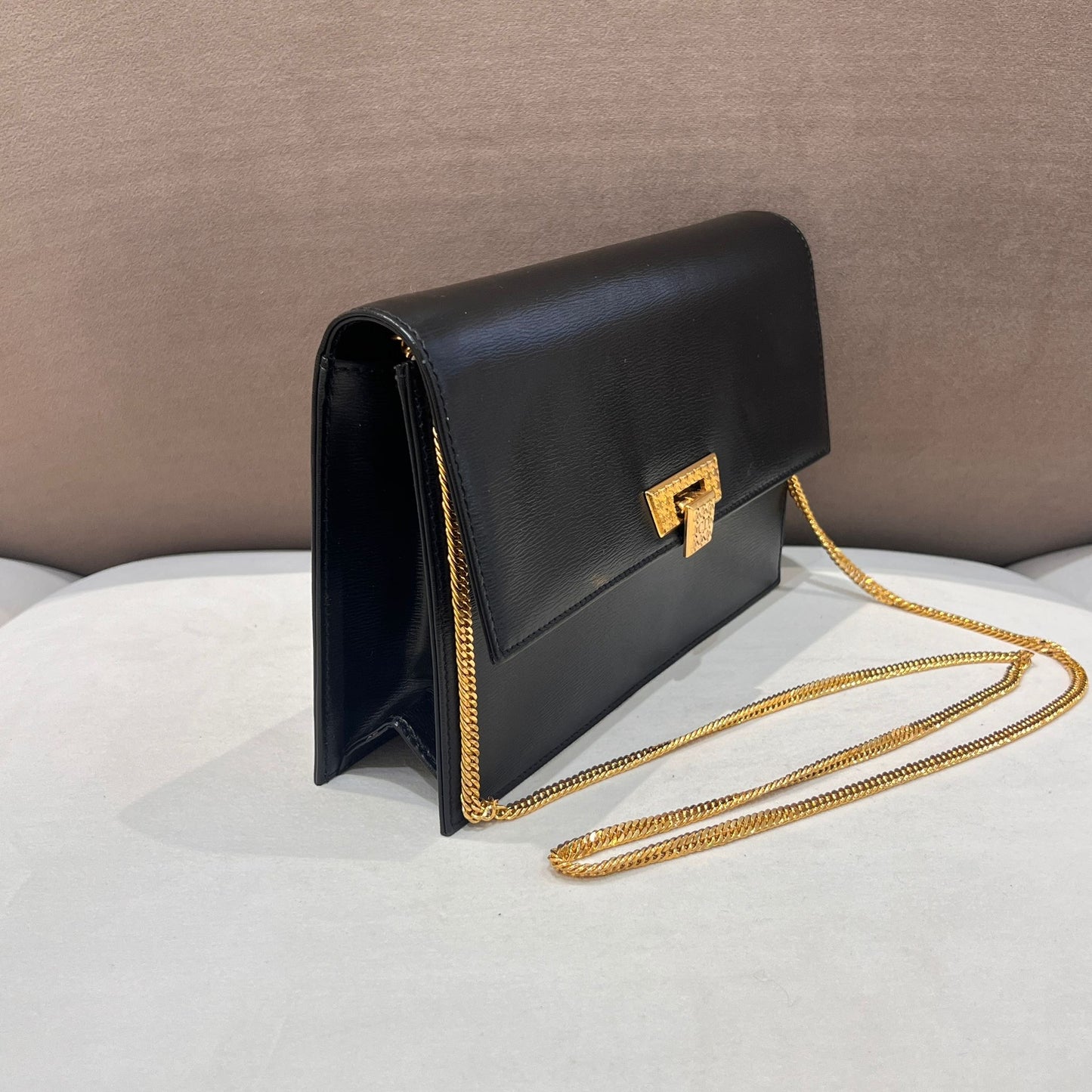 Christian Dior Vintage Black Leather Chain Shoulder Bag