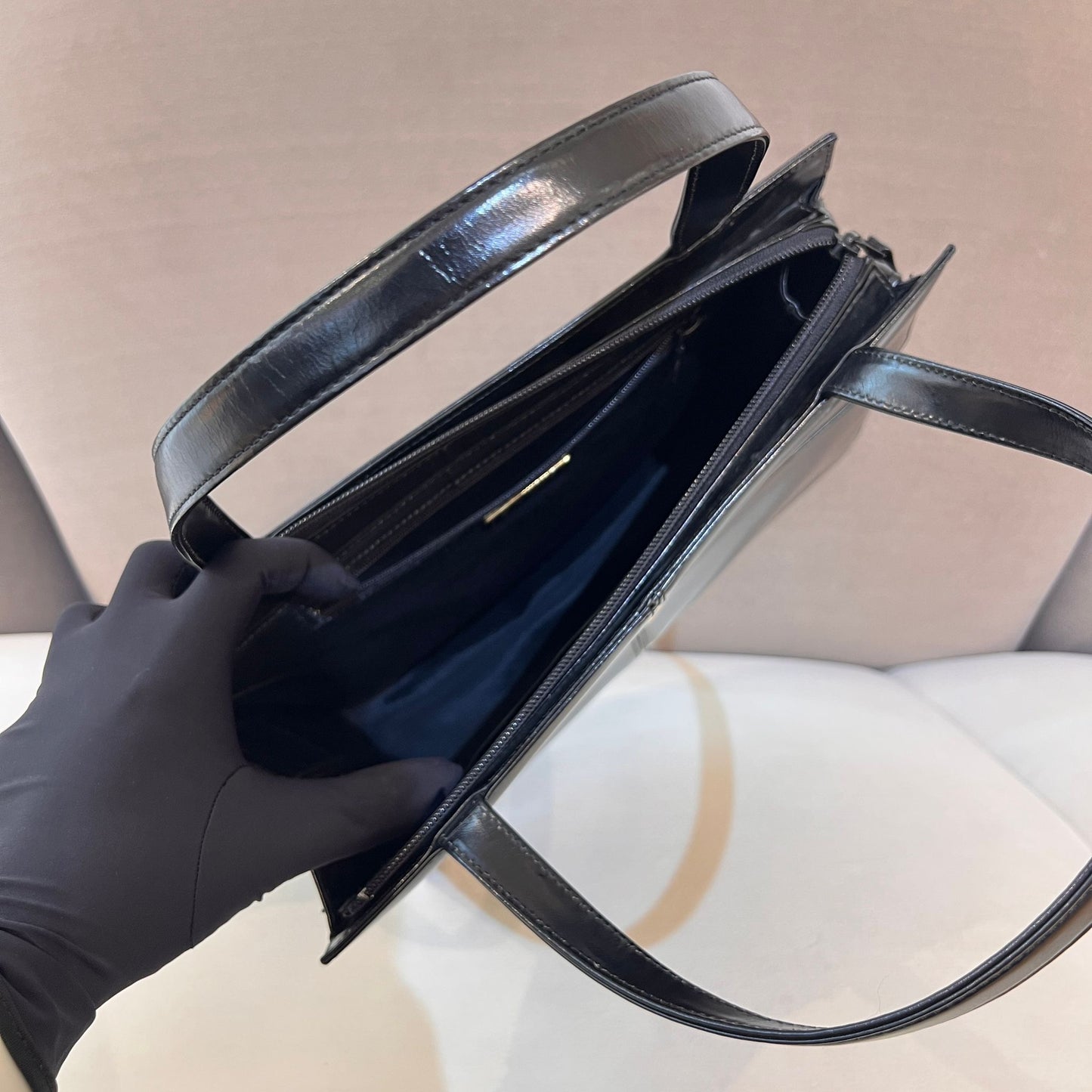 Yves Saint Laurent Vintage Black Leather Handbag With Ysl Logo Hardware