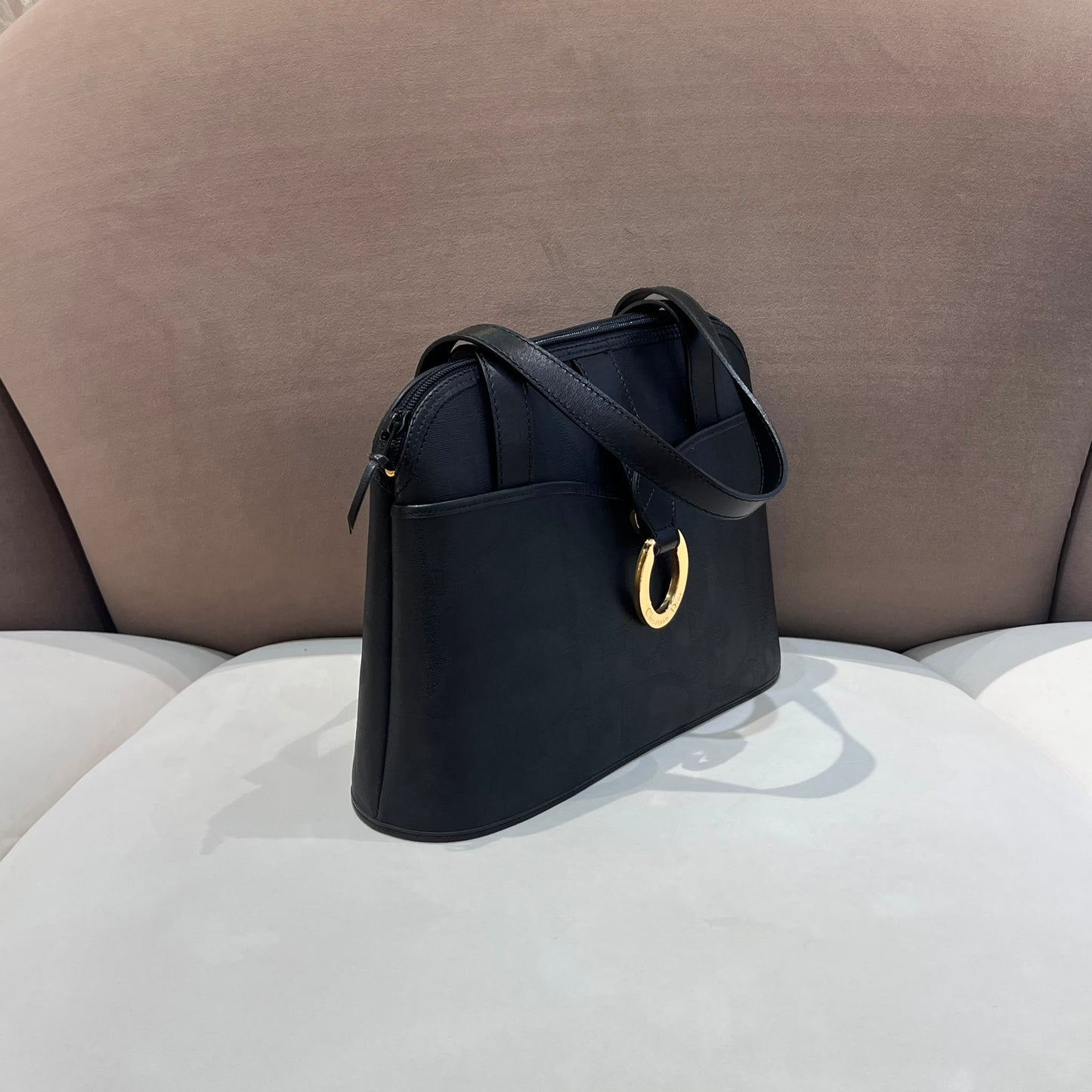 Christian Dior Vintage Black Trotter Jacquard Tote Bag