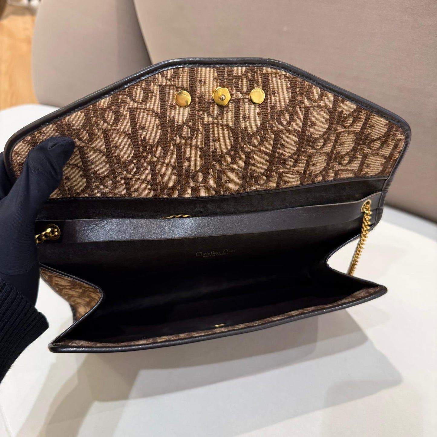 Christian Dior Vintage Trotter Monogram Canvas Chain Shoulder Bag
