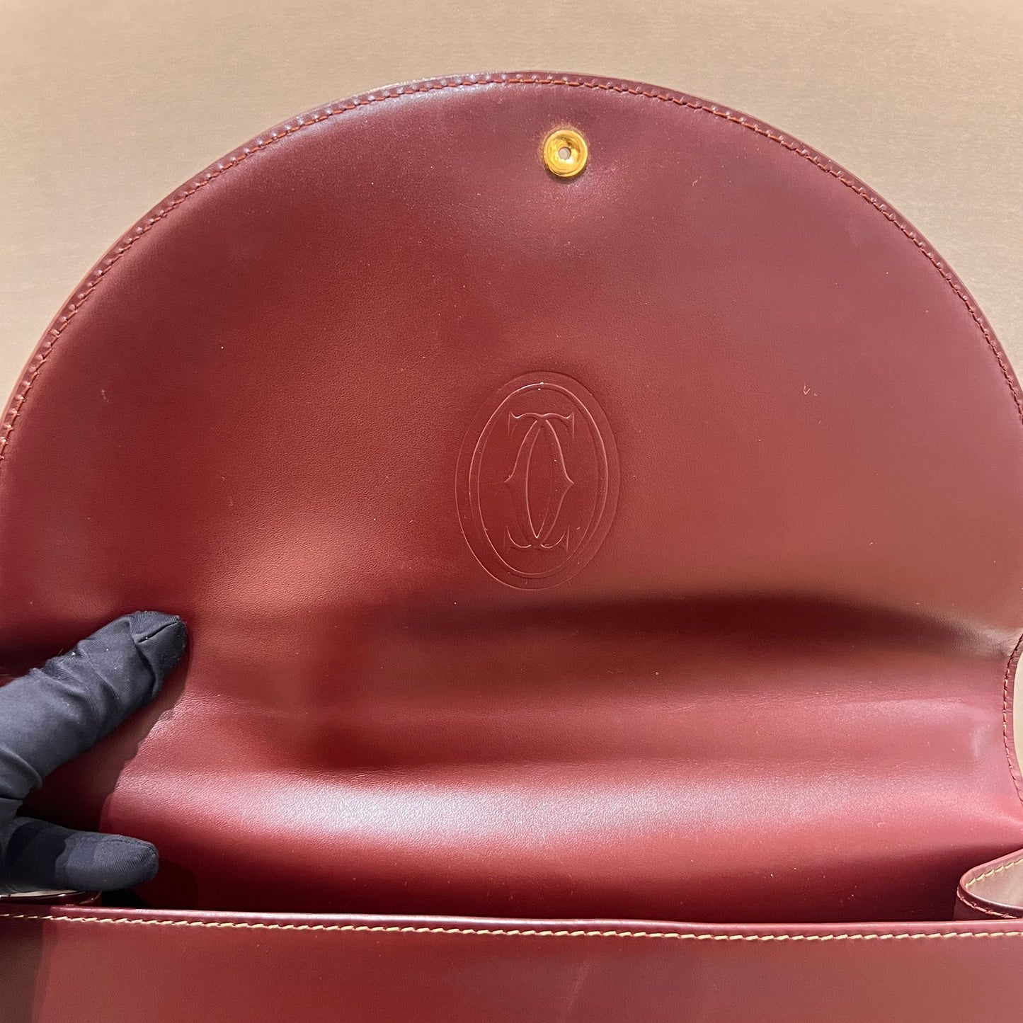 Cartier Vintage Must De Cartier Bordeaux Leather Top Handle Bag