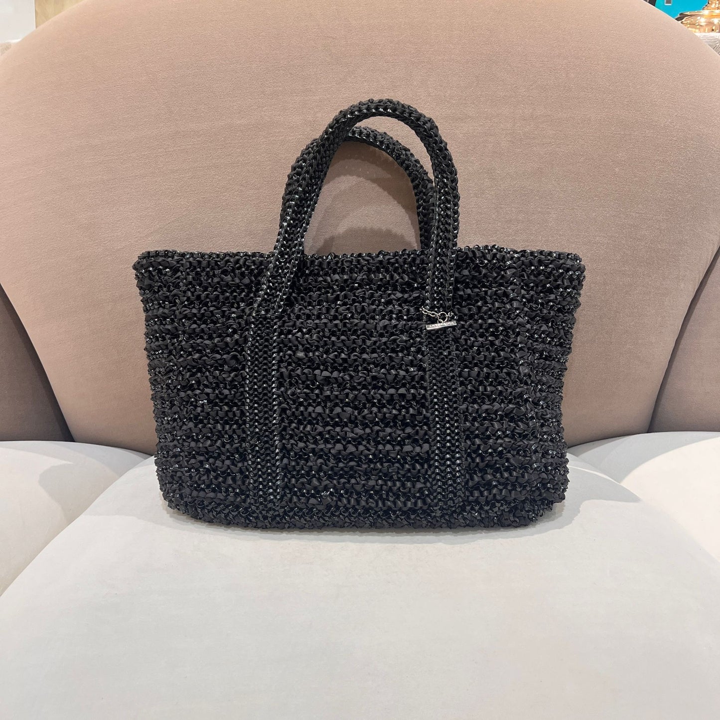 Anteprima Vintage Black Wire Knit Tote Bag