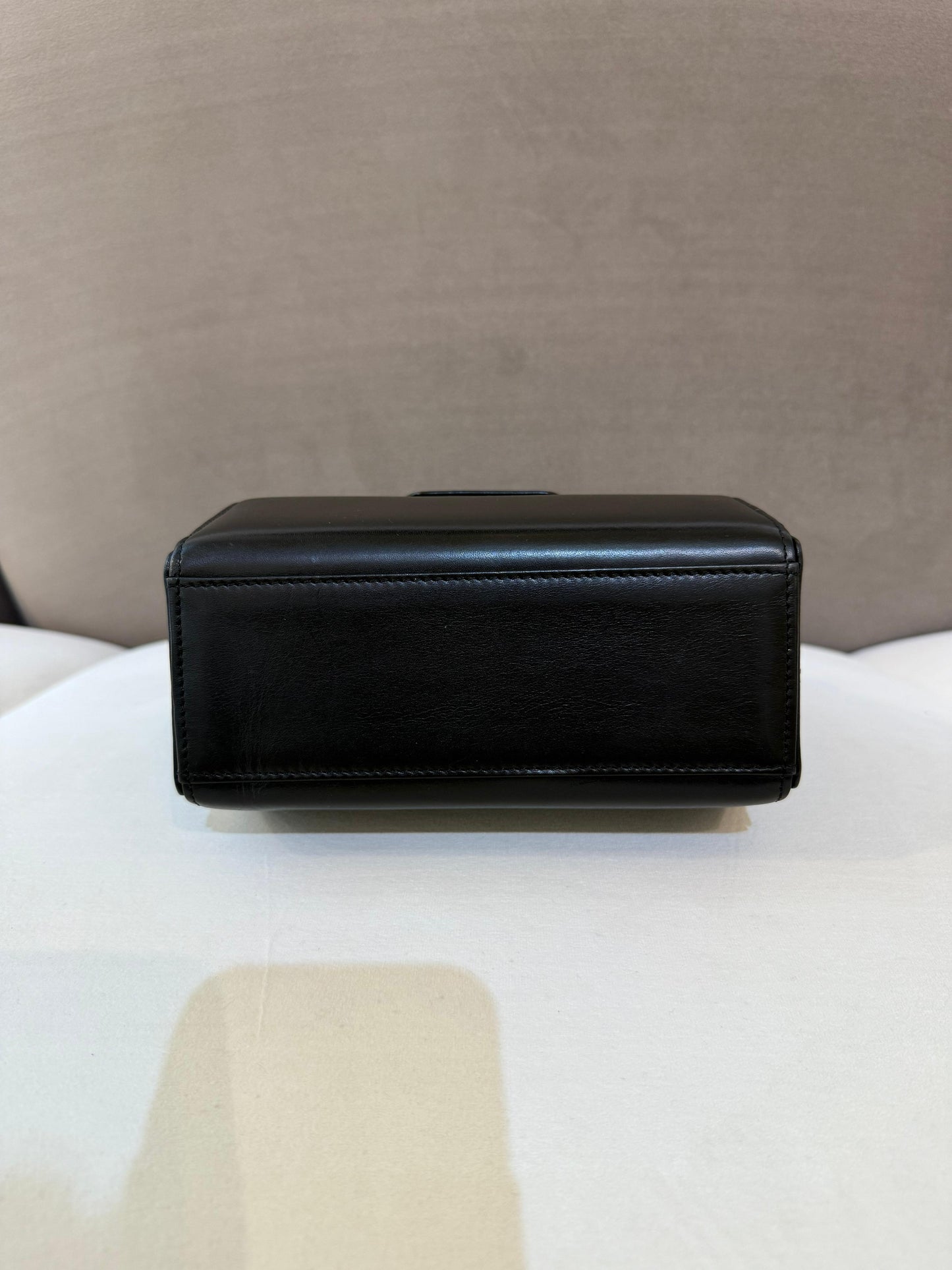 Givenchy Vintage Black Leather Gold Medallion Top Handle Bag