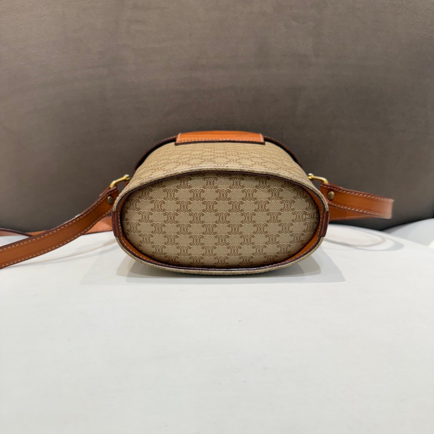 Celine Vintage Macadam Canvas Cylindrical Bucket Shoulder Bag