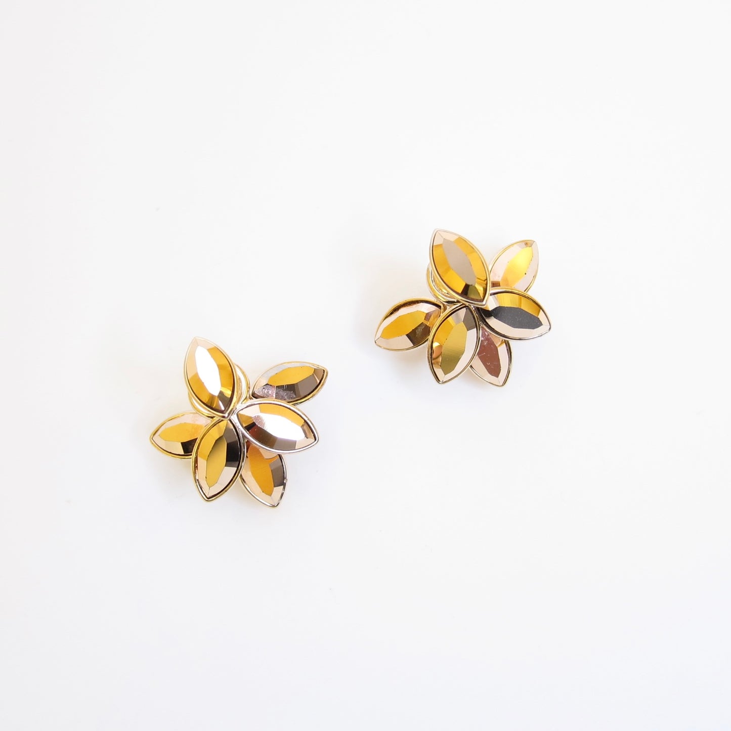 Christian Dior Vintage Mise En Dior Tribale Golden Flower Petal Earrings