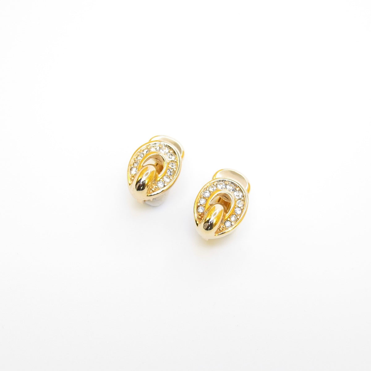 Christian Dior Vintage Crystal Oval Clip-On Earrings