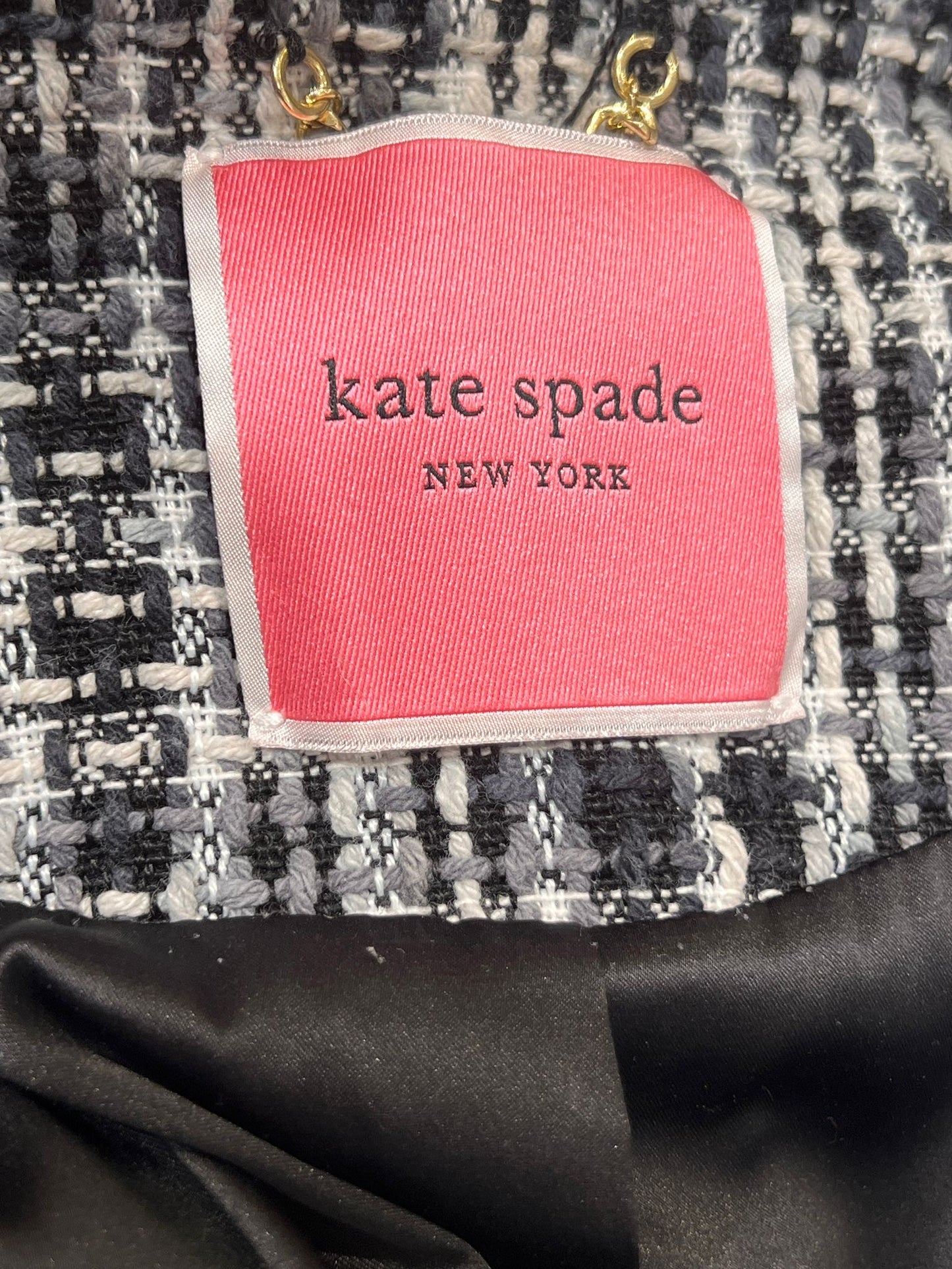 Kate Spade Black and White Checkered Cotton Tweed Jacket