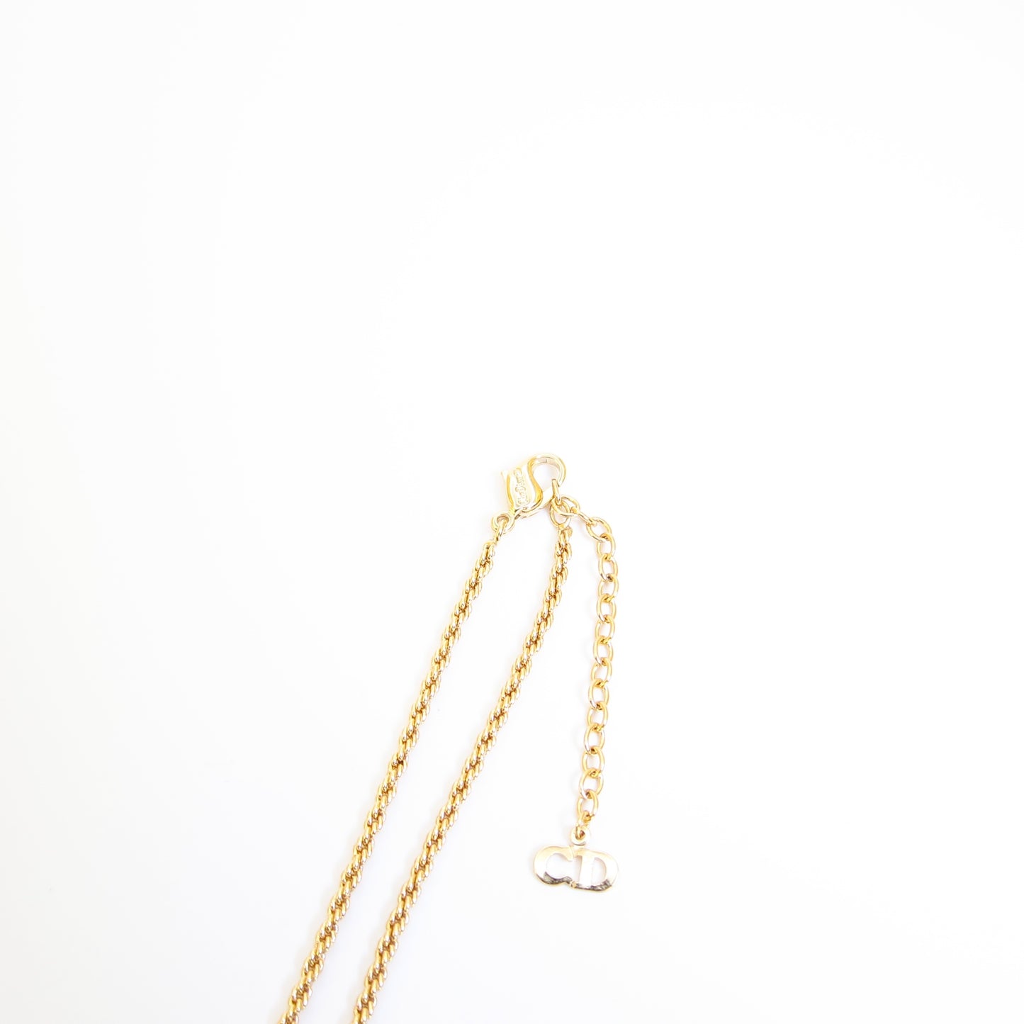 Christian Dior Vintage CD Logo and Rhinestone Golden Necklace