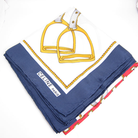 Celine Vintage Red White and Blue Silk Scarf
