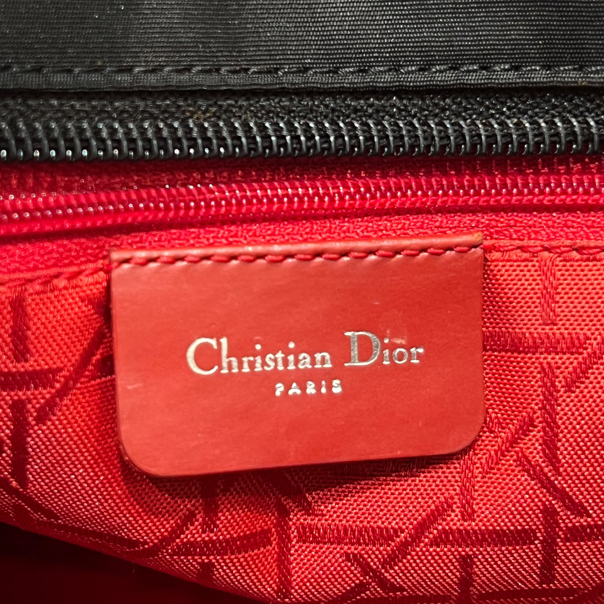Christian Dior Vintage Black Cannage Nylon Lady Dior Handbag