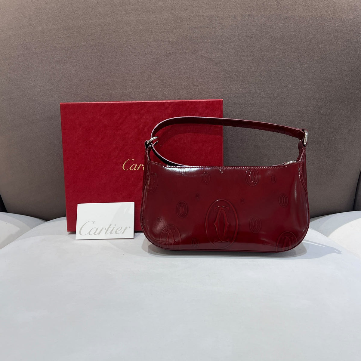Cartier Vintage Happy Birthday Bordeaux Leather Shoulder Bag