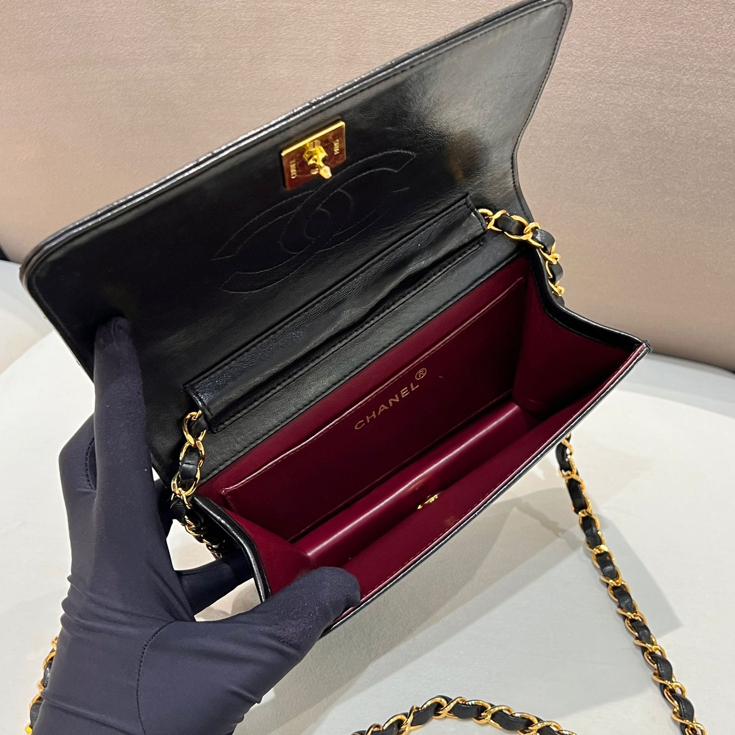 Chanel Vintage 3-Series Matelassé Black Shoulder Bag With 24K Cc Logo