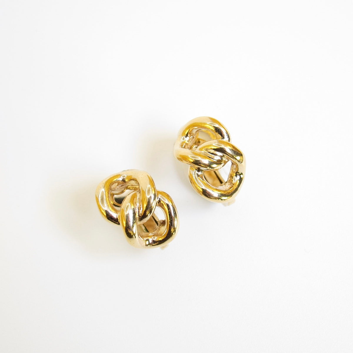 Christian Dior Vintage Twisted Knot Gold-Tone Clip-On Earrings