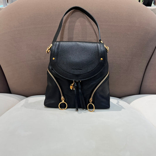 See by Chloé Vintage Black Pebbled Leather Backpack