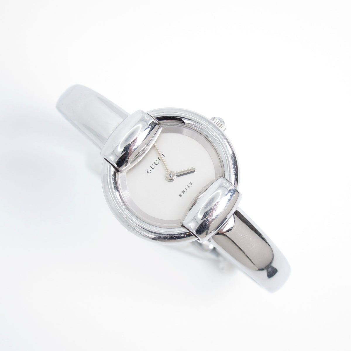 Gucci Vintage 1400L Silver White Dial Bangle Watch