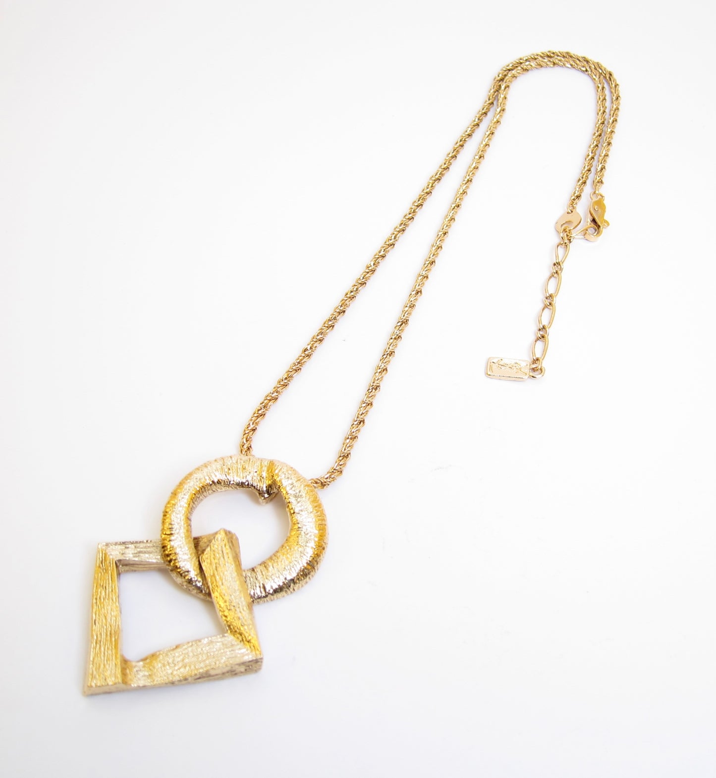 Yves Saint Laurent Vintage Circle and Rhombus Golden Necklace
