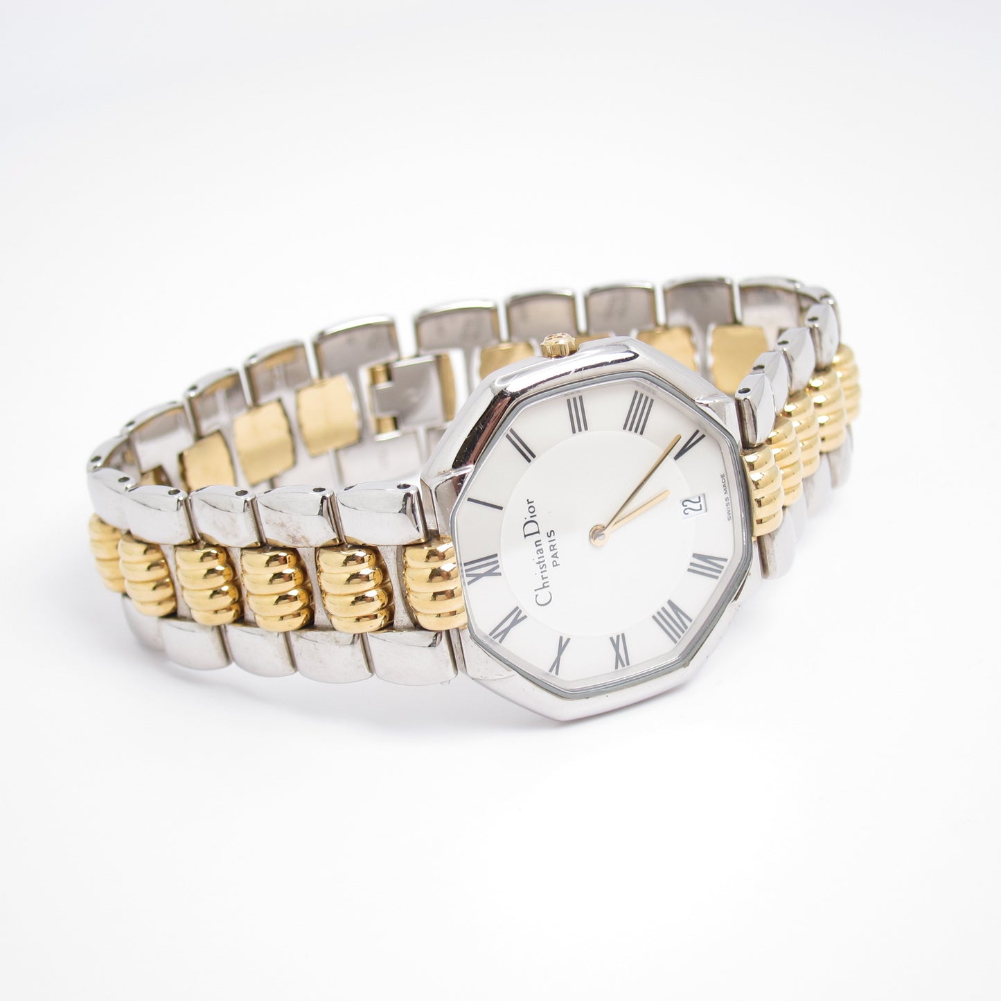 Christian Dior Vintage Octagon White Face Two Tone Watch