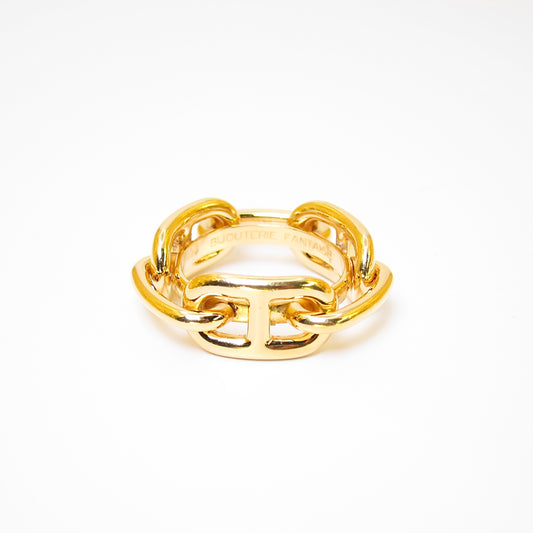 Hermes Vintage Lucade Chaine D'Ancre Golden Scarf Ring