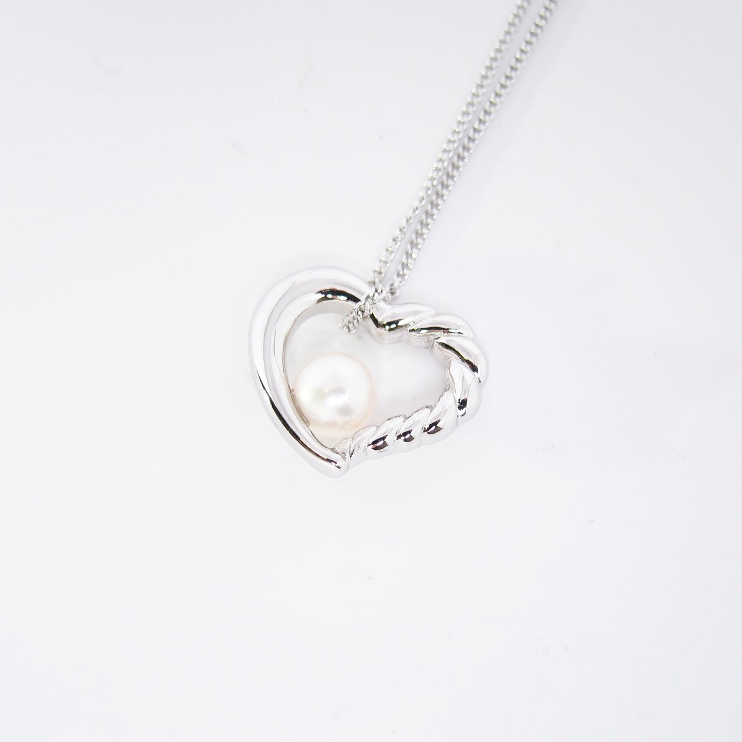 Tasaki Vintage Akoya Pearl in Heart 925 Silver Necklace