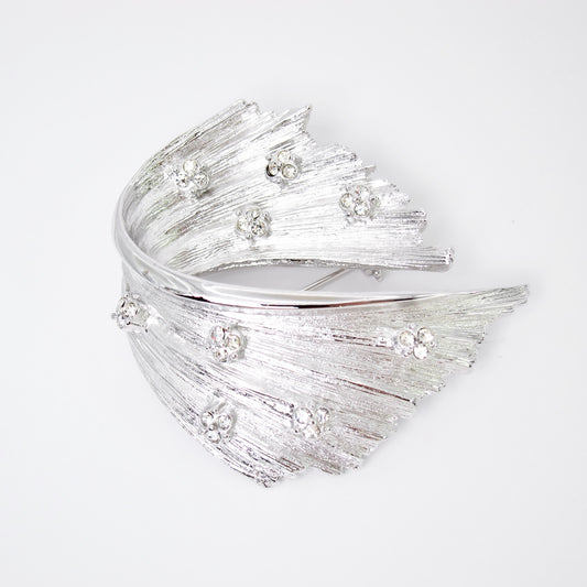 Givenchy Vintage Stylish Rhinestone Silver Brooch