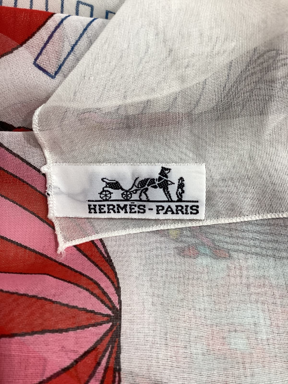 Hermes Vintage Les Folies Du Ciel Beach Cotton Large Shawl