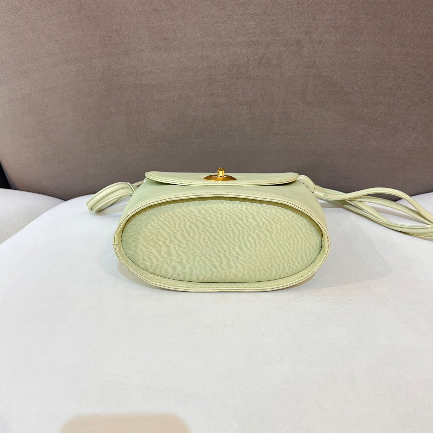 Givenchy Vintage Pastel Mint Green Leather Gold Medallion Shoulder Bag