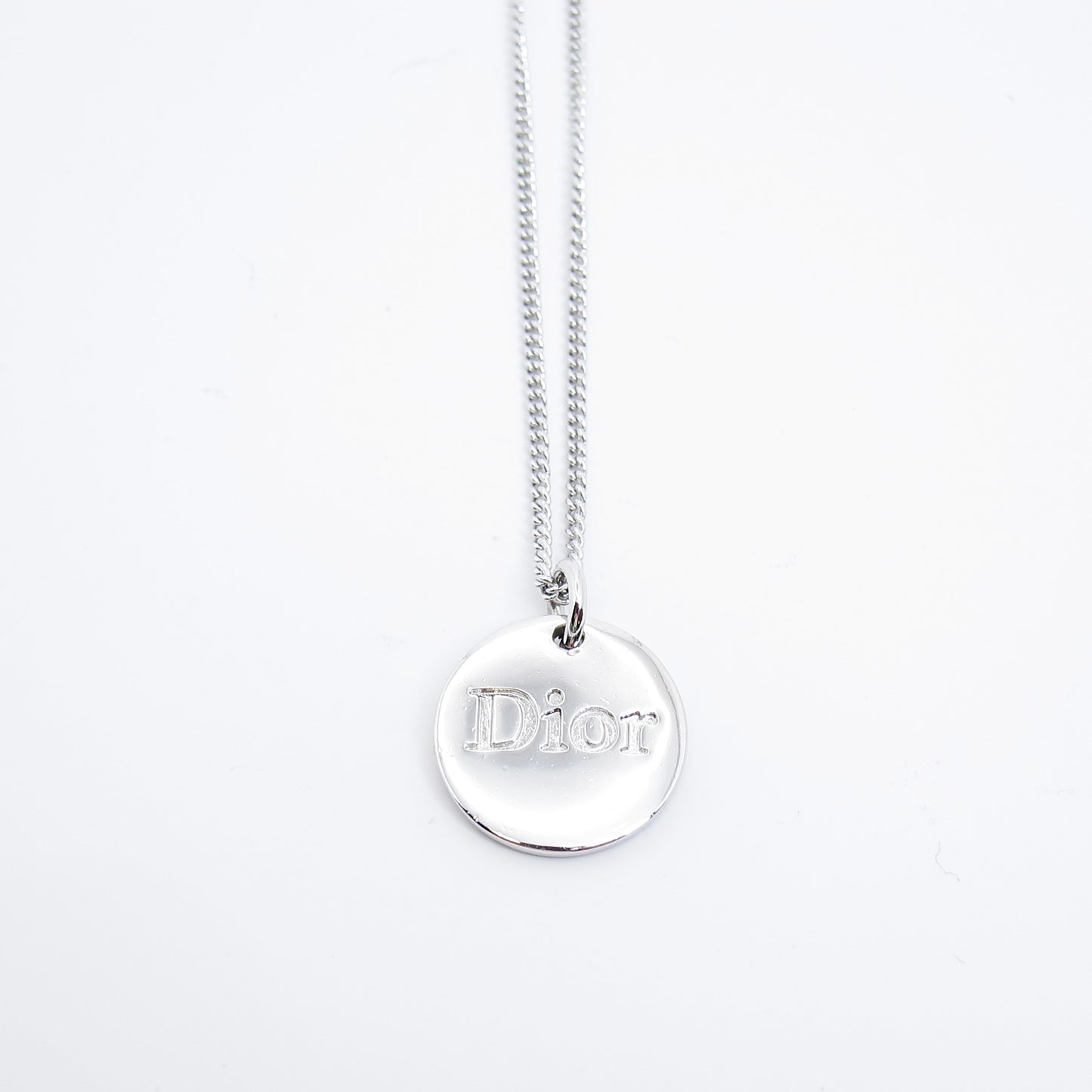 Christian Dior Vintage Dior Logo in Round Shape Silver Necklace