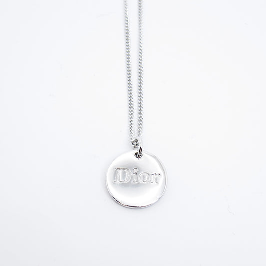 Christian Dior Vintage Dior Logo in Round Shape Silver Necklace