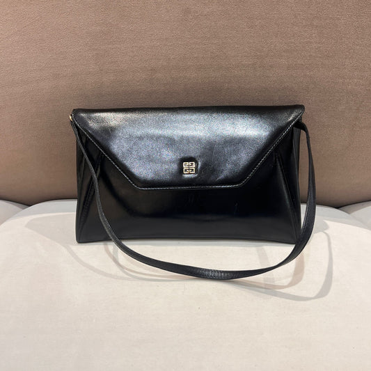 Givenchy Vintage Black Leather Envelope Shoulder Bag