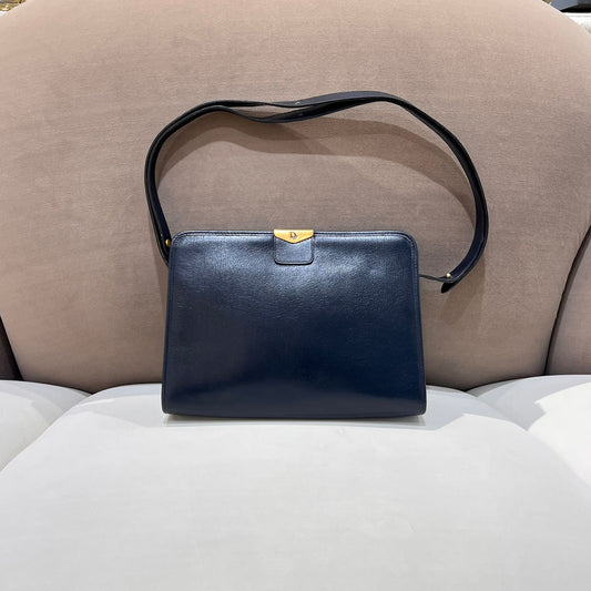 Christian Dior Vintage Navy Leather Shoulder Bag