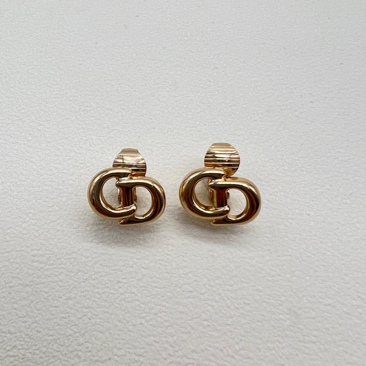 Imperfect - Christian Dior Vintage CD Logo Golden Clip-on Earrings