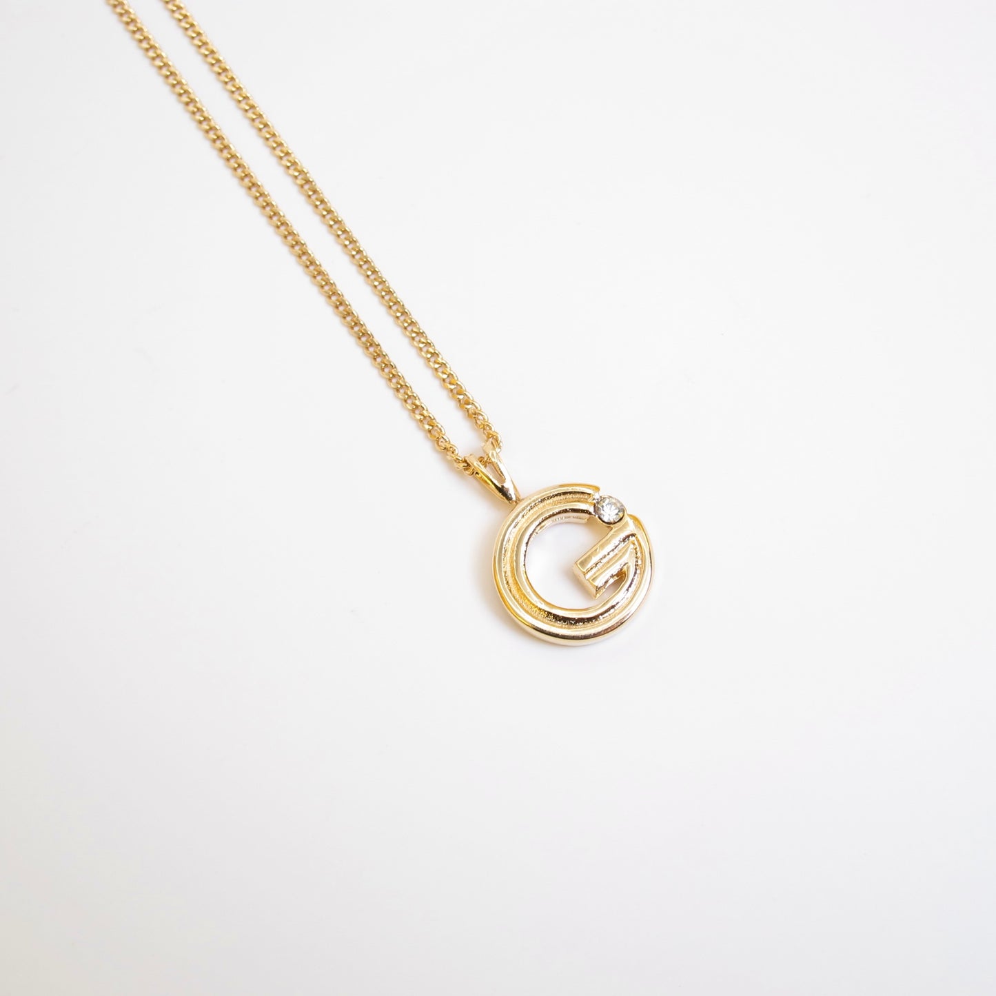 Givenchy Vintage G Logo with Rhinestone Golden Necklace
