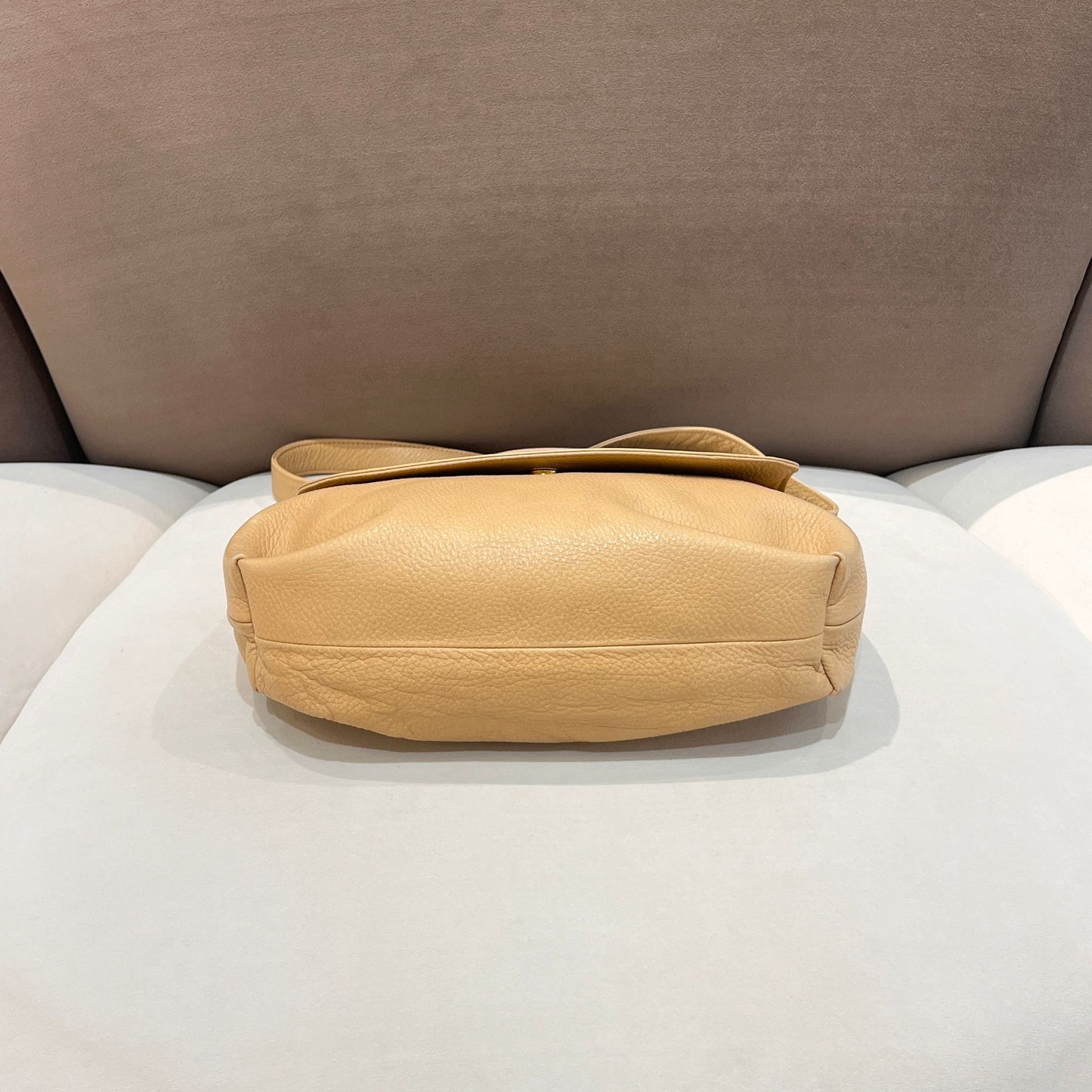 Givenchy Vintage Embossed Logo Beige Leather Shoulder Bag